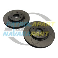 Slotted and Dimpled Front Disc Brake Rotor PAIR - Nissan Patrol Y62